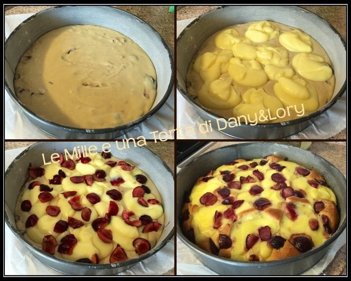torta crema e ciliegie preparazione