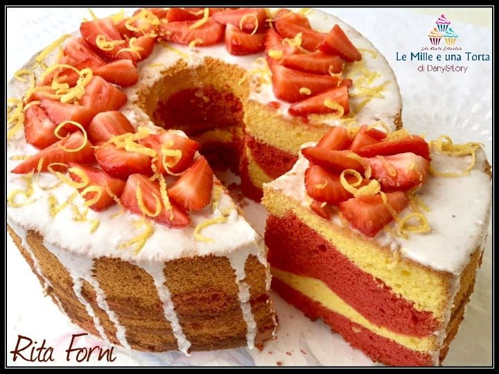 CHIFFON CAKE LIMONE E FRAGOLE, con purea di fragole fresche nell'impasto