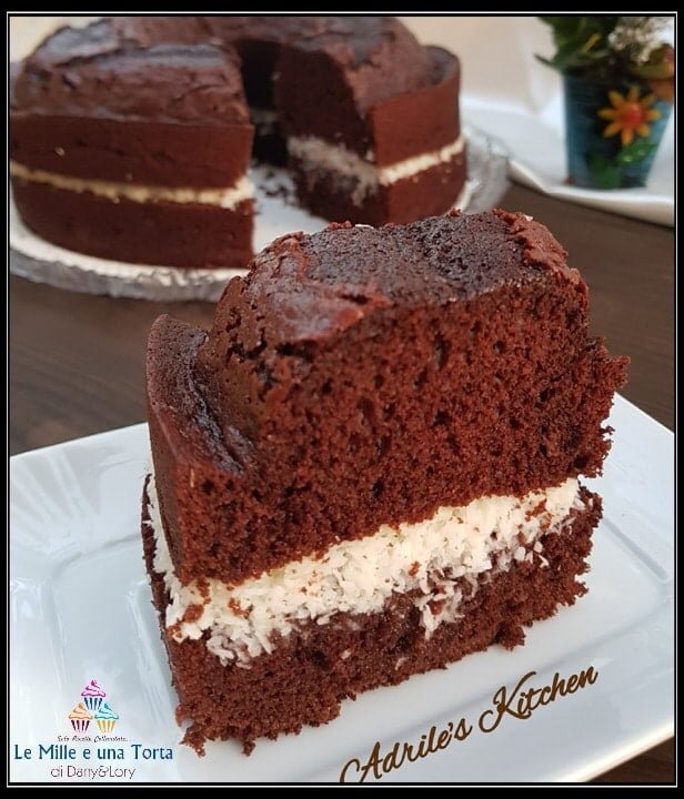 TORTA AL CACAO SENZA BURRO CON CREMA AL COCCO