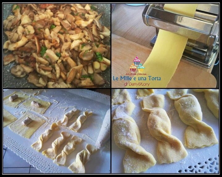 CARAMELLE DI PASTA FRESCA RIPIENA DI FONTINA E NOCI CON CREMA DI FUNGHI 