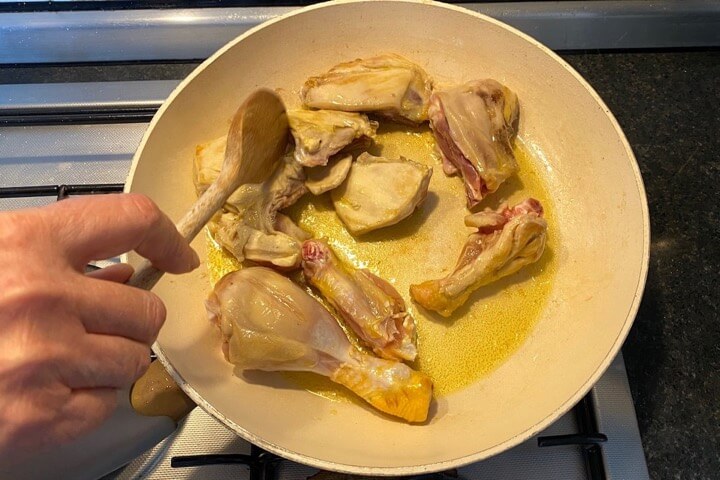 cottura pollo alla marengo