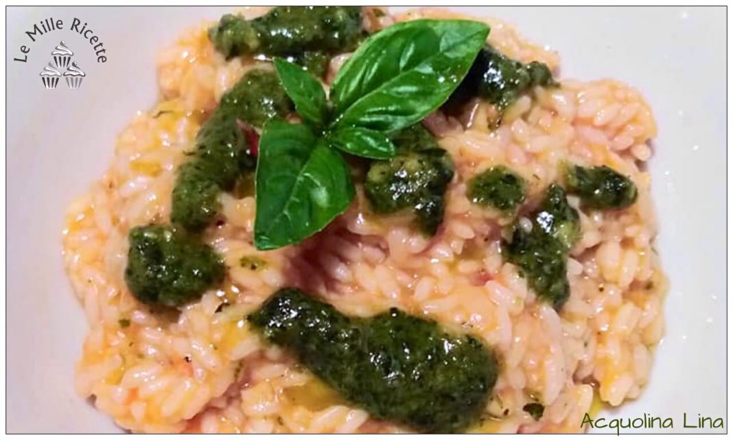 Risotto al pesto di basilico e pomodorini freschi, l’estate nel piatto ...