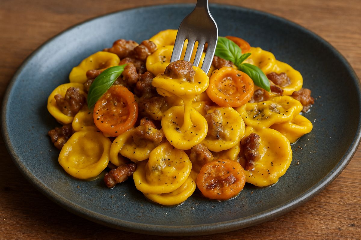 orecchiette con pomodorini gialli e salsiccia ricetta