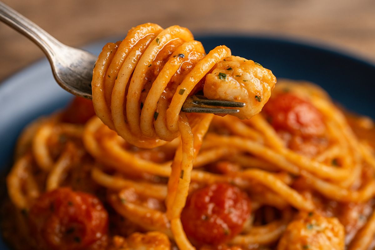 Spaghetti con sugo di rana pescatrice