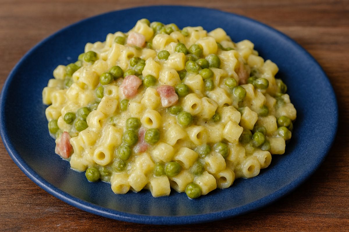 pasta e piselli con l'uovo ricetta