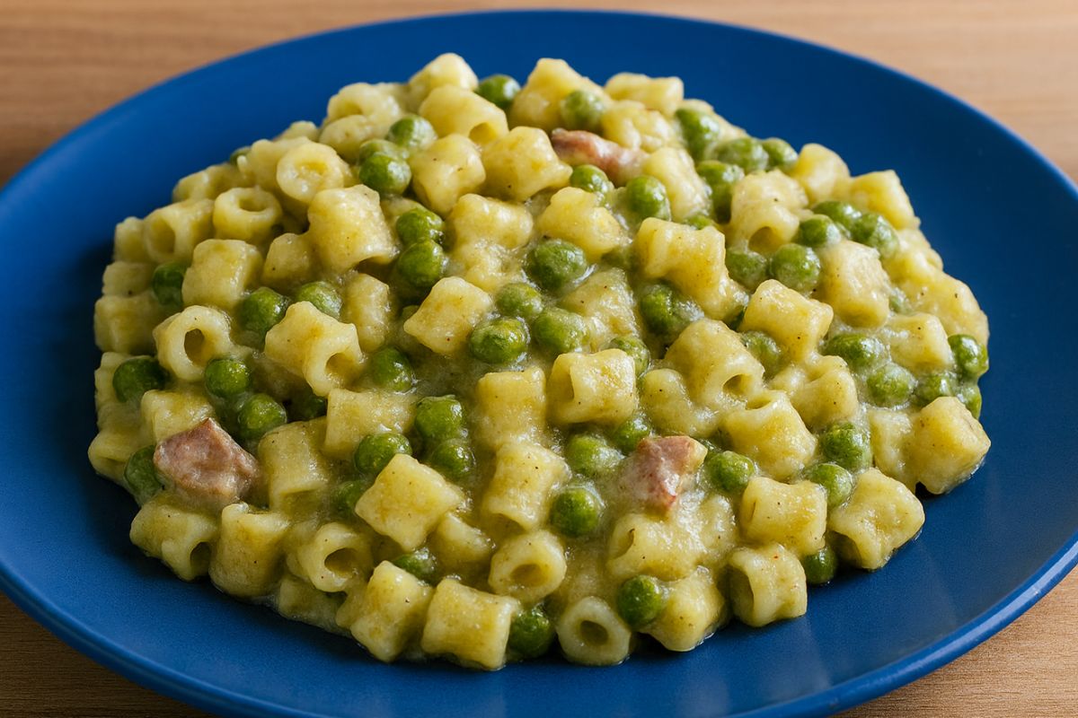 pasta e piselli con l'uovo