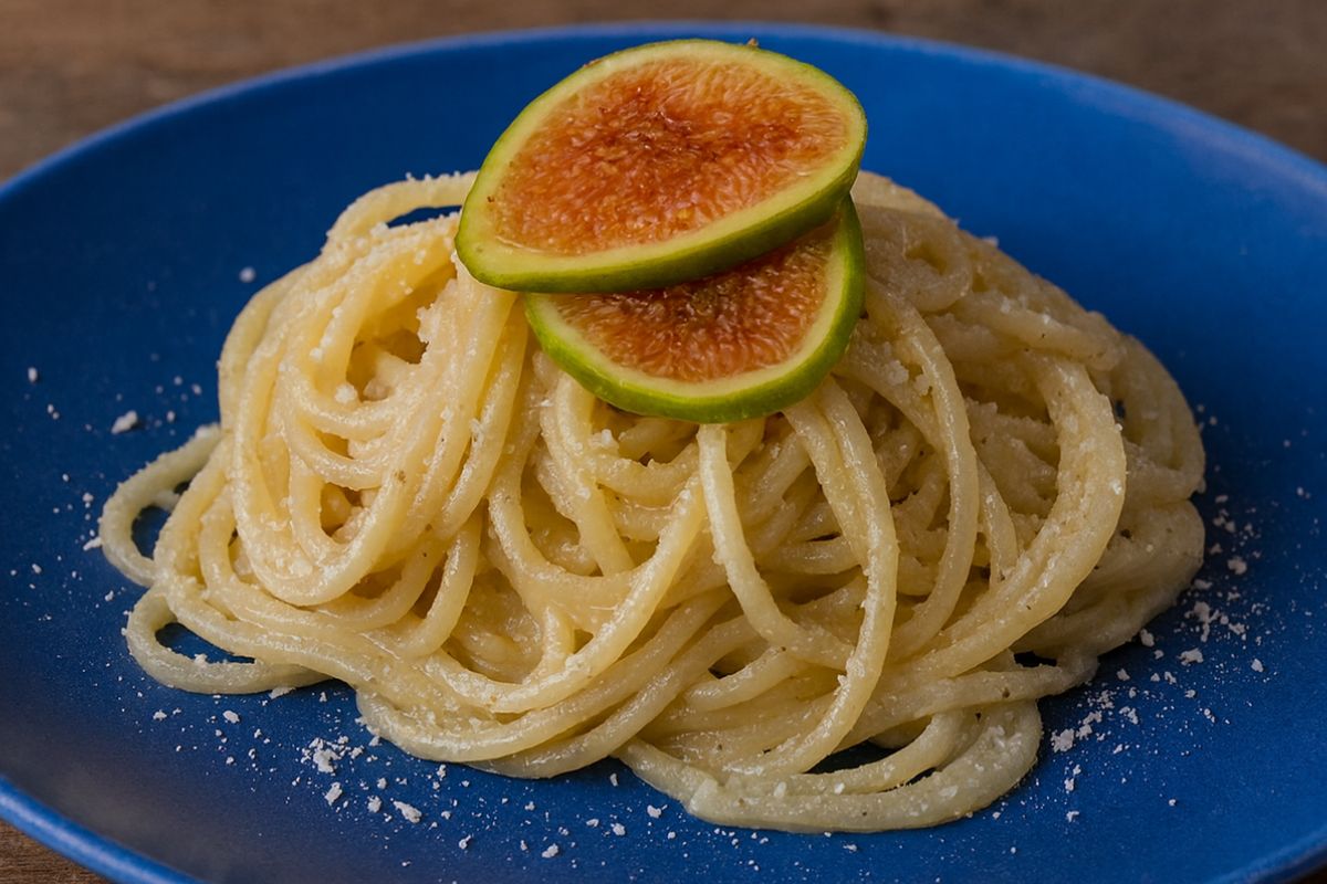 spaghetti-con-crema-di-pecorino-e-fichi