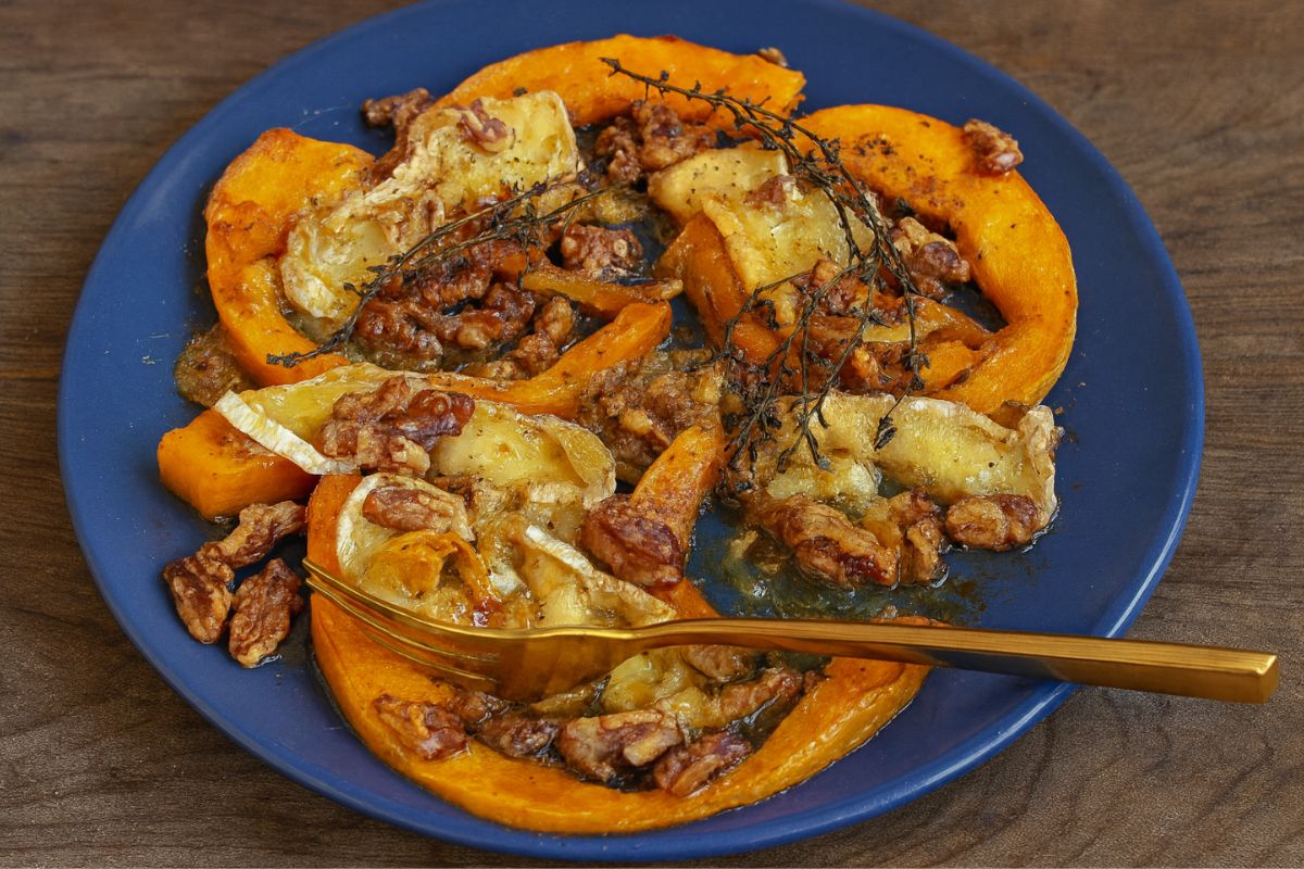 zucca con brie e noci
