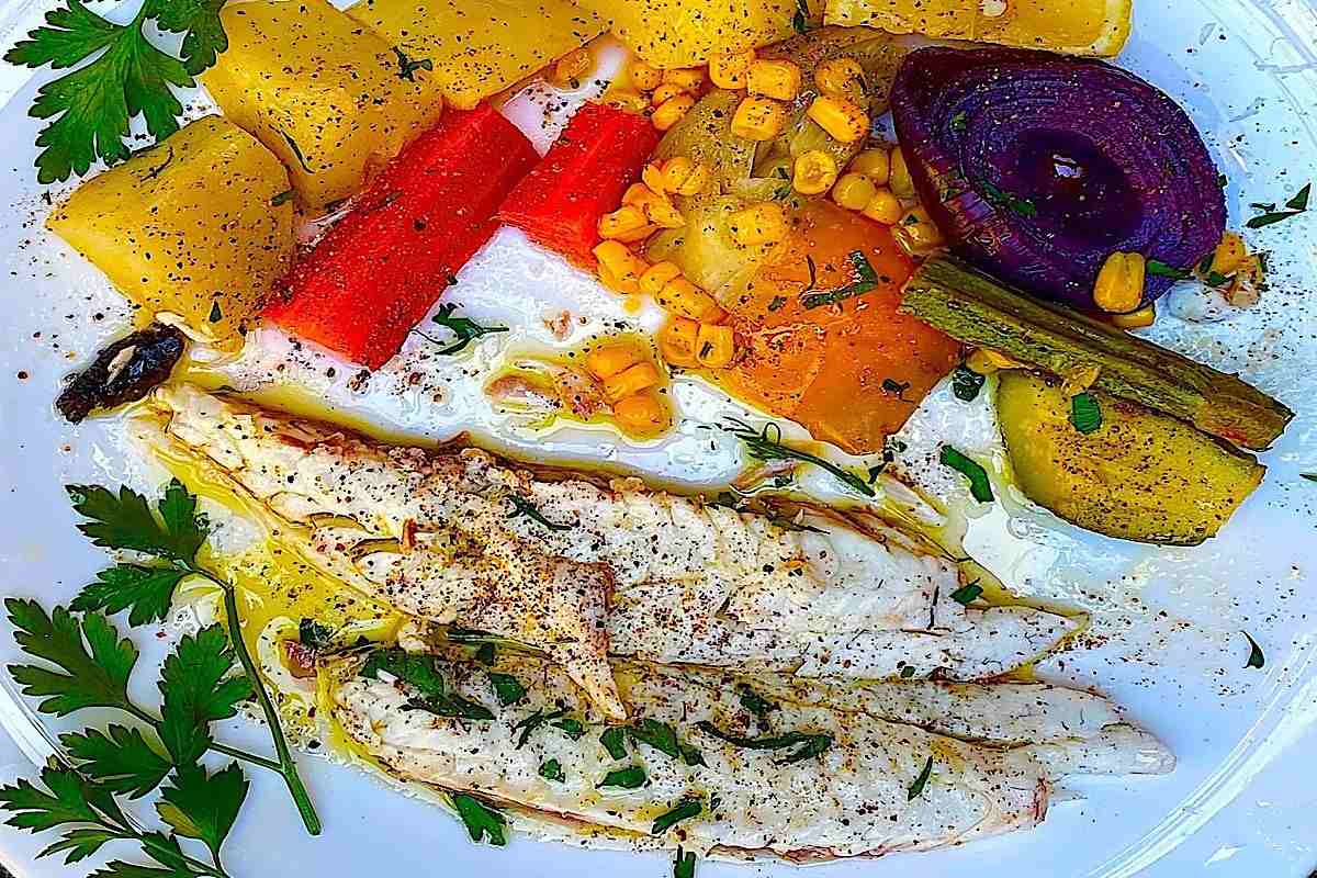 orata con patate e mais