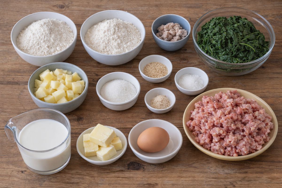 Pan brioche ripieno di spinaci e salsiccia con il Bimby, ingredienti