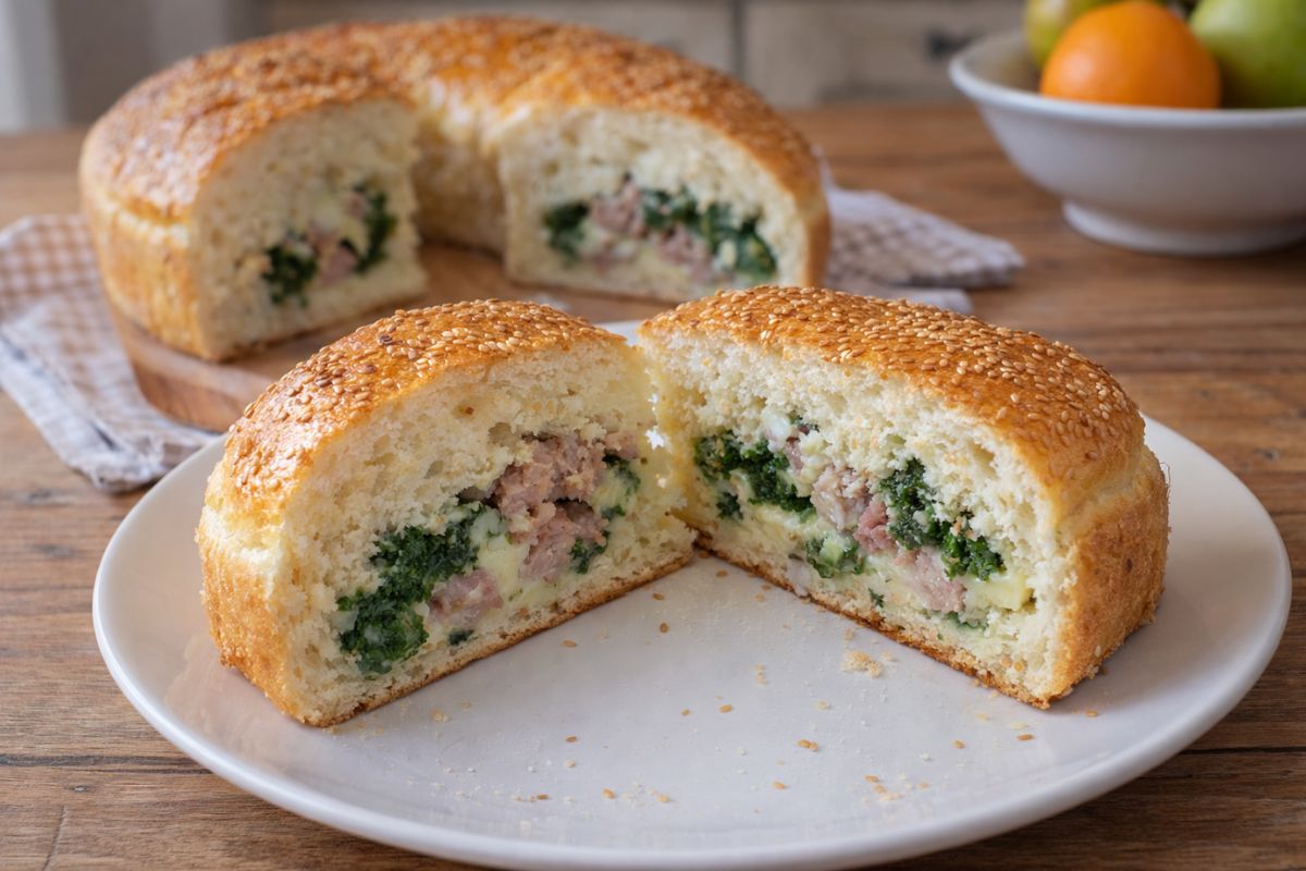 Pan brioche ripieno di spinaci e salsiccia con il Bimby