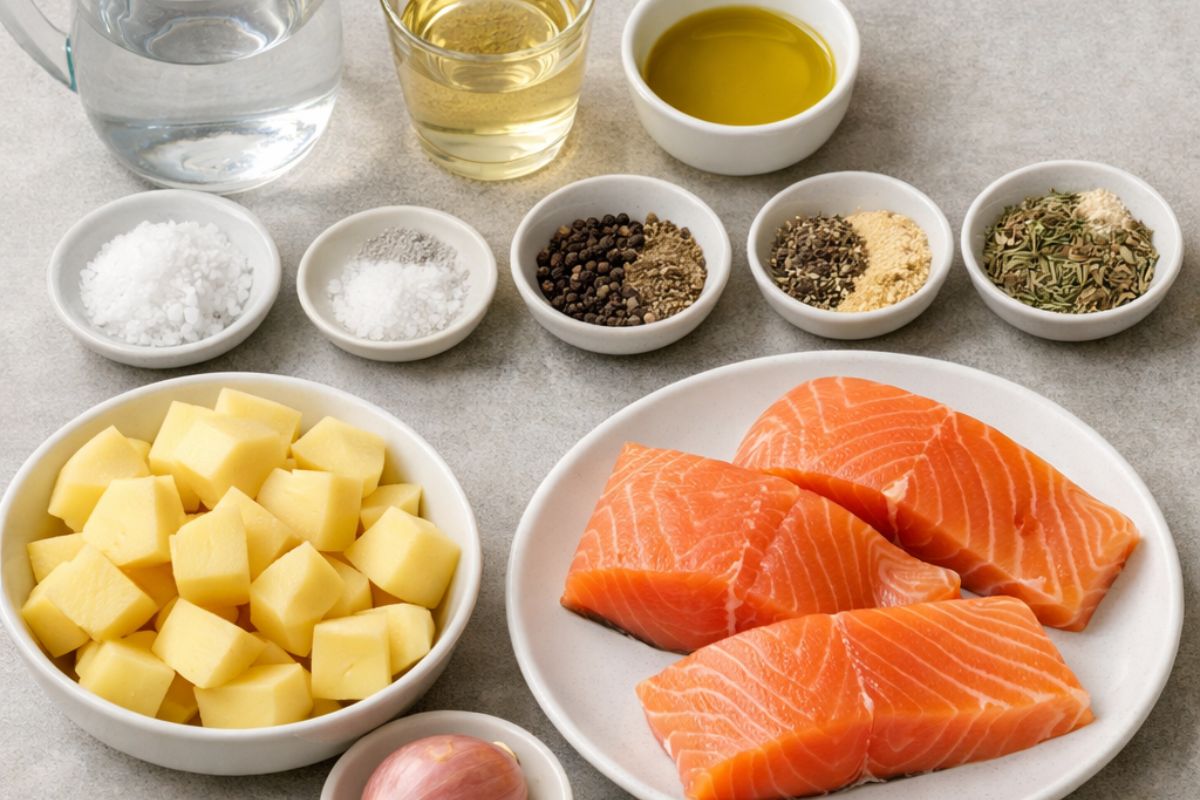 Salmone e patate con il Bimby ingredienti Salmone e patate con il Bimby, ingredienti