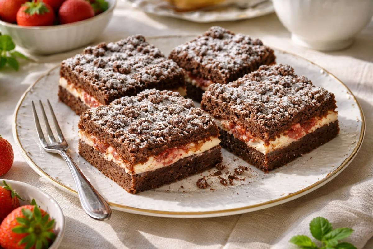 Sbriciolona al cacao e fragole con il Bimby