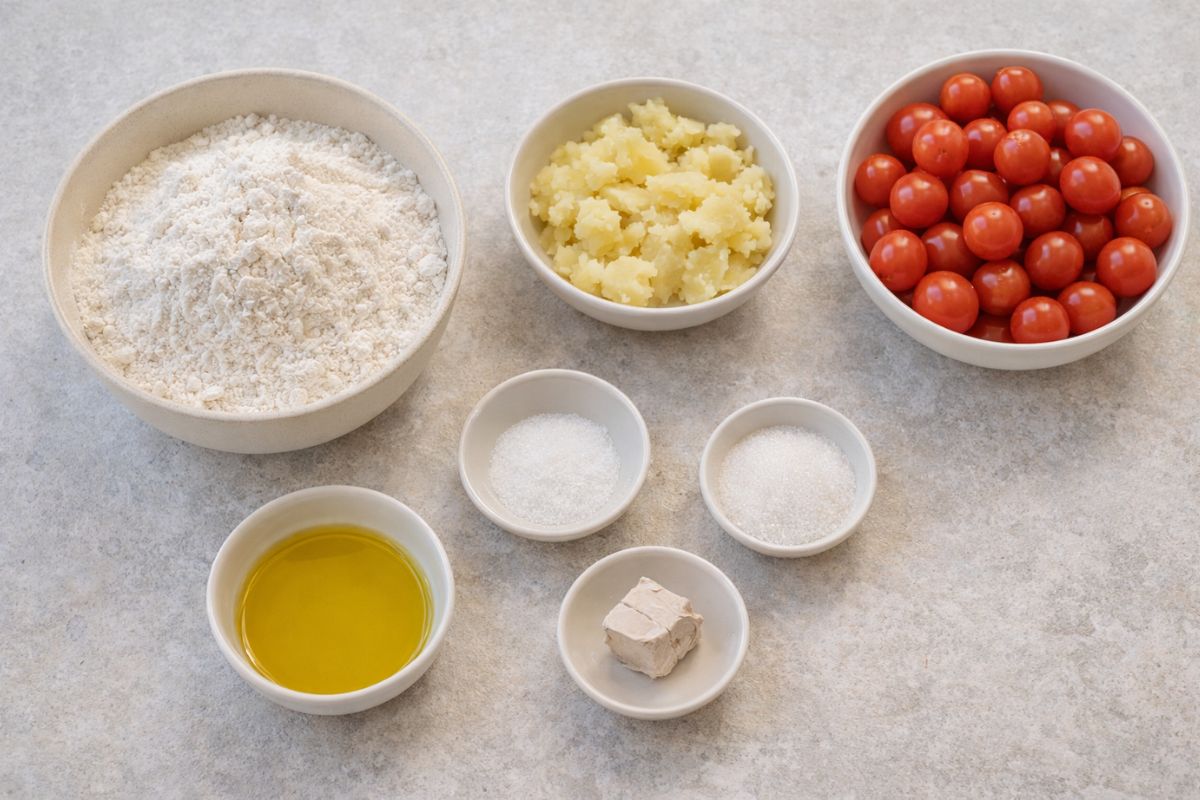 Focaccia ai pomodorini con il Bimby, ingredienti