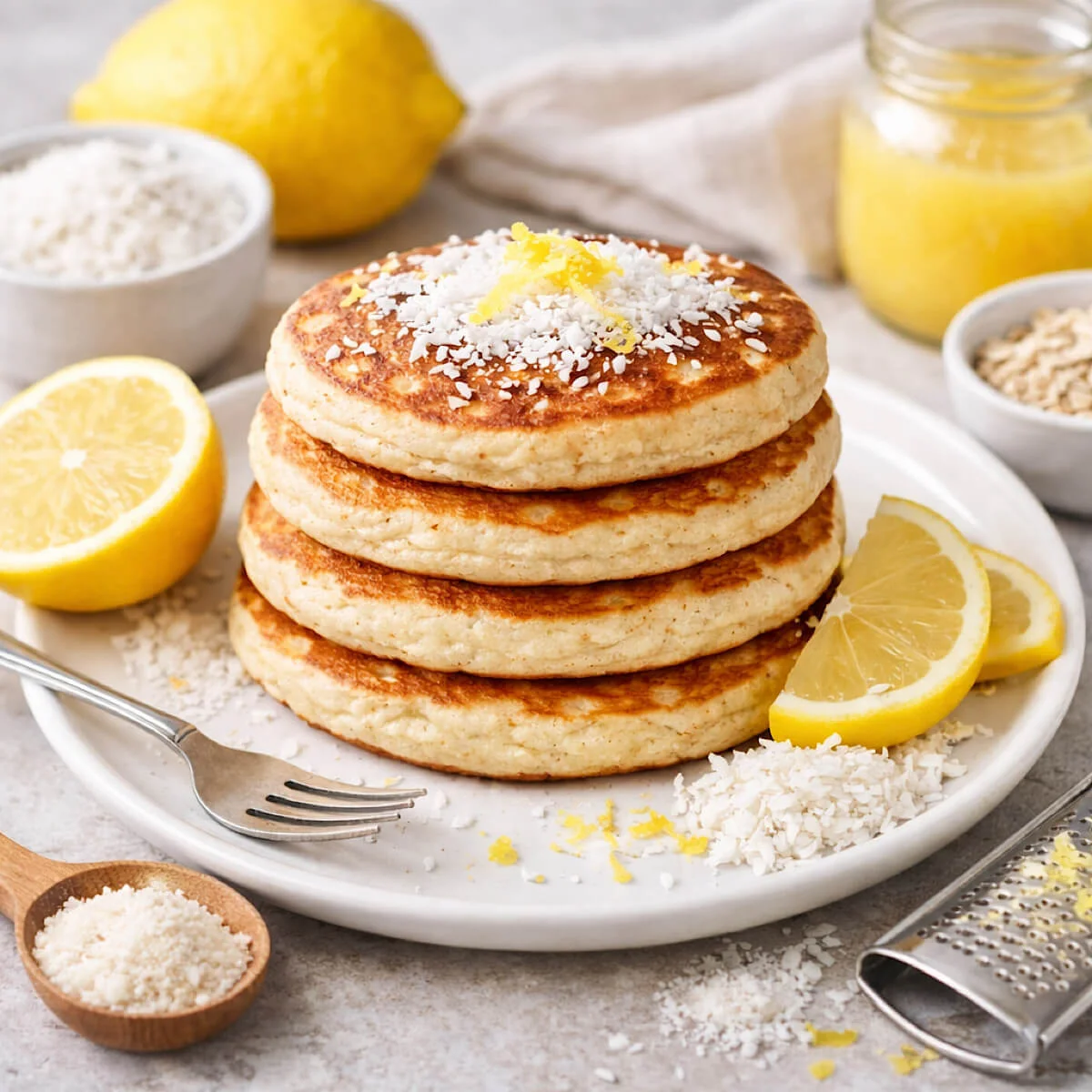 Pancake proteici cocco e limone 1 Pancake proteici cocco e limone