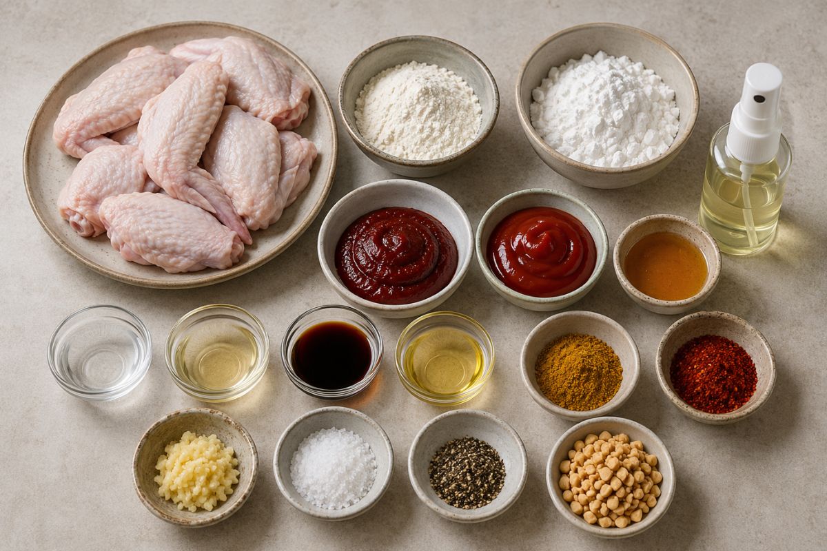 Alette in friggitrice ad aria con salsa coreana, ingredienti