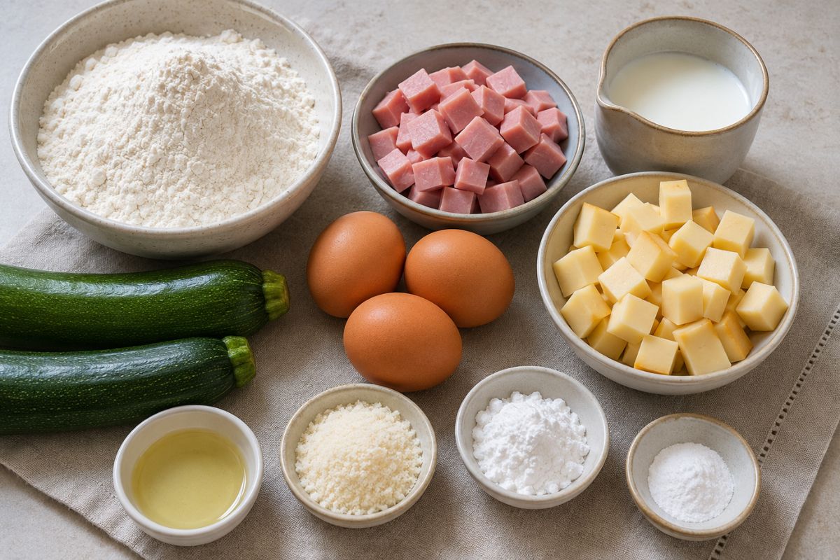 Ciambella salata con zucchine mortadella e provola ingredienti Ciambella salata con zucchine, mortadella e provola, ingredienti
