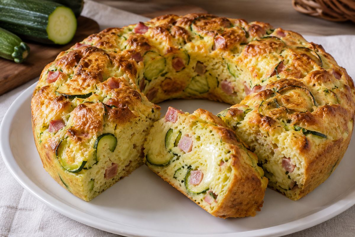 Ciambella salata con zucchine, mortadella e provola