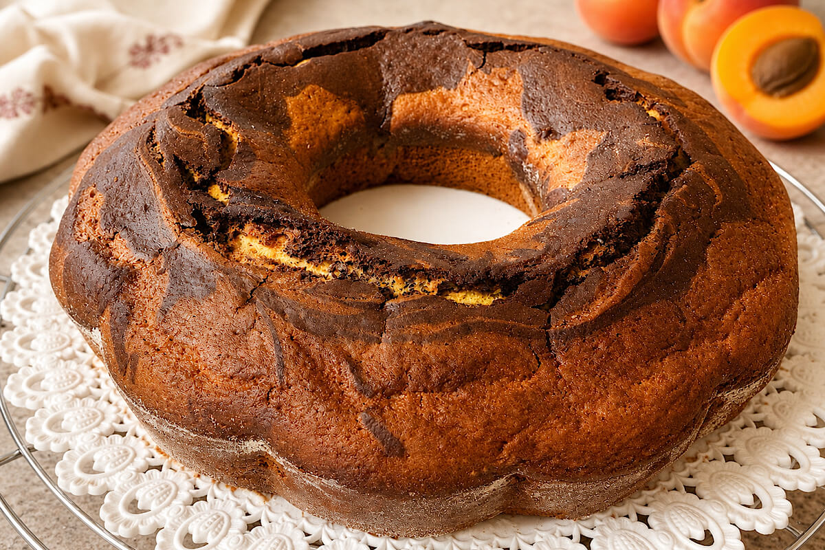 Ciambellone bicolore alle albicocche con e senza Bimby