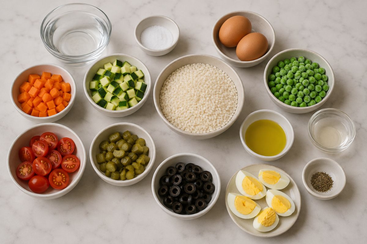 Insalata di riso al Varoma con il Bimby ingredienti Insalata di riso al Varoma con il Bimby, ingredienti