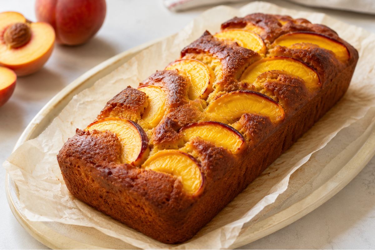 Plumcake alle pesche senza zuccheri aggiunti