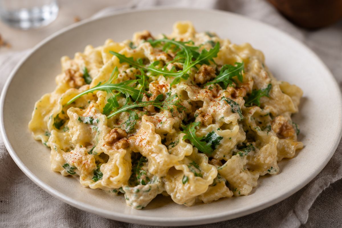 Reginelle con noci, ricotta e rucola con il Bimby