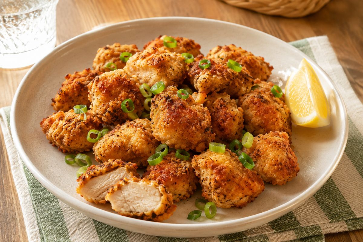 Bocconcini di pollo speziati all'orientale in friggitrice ad aria
