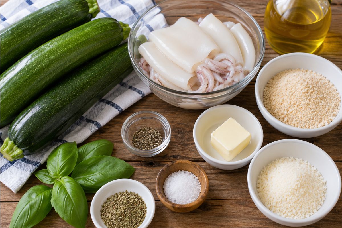 Calamari croccanti e zucchine alla Nerano, ingredienti