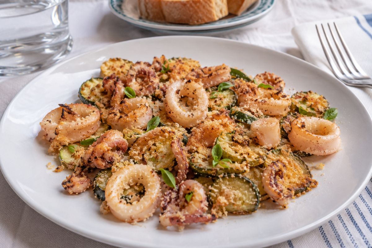Calamari croccanti e zucchine alla Nerano