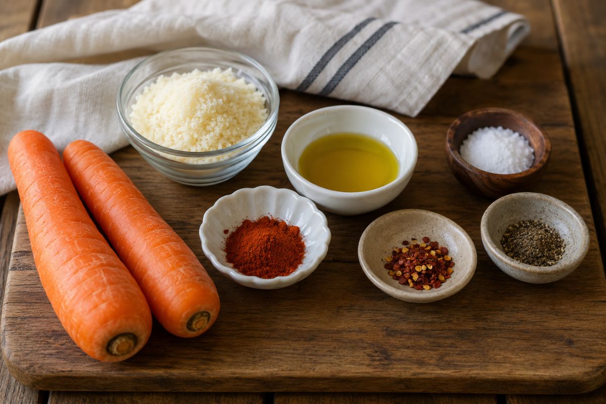 Carote gratinate al formaggio con paprika e peperoncino, ingredienti