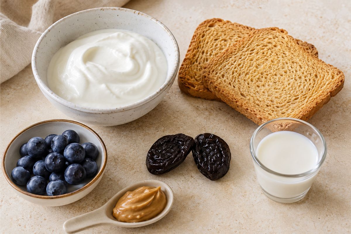 Cheesecake fredda monoporzione con yogurt greco e prugne secche ingredienti Cheesecake fredda monoporzione con yogurt greco e prugne secche, ingredienti