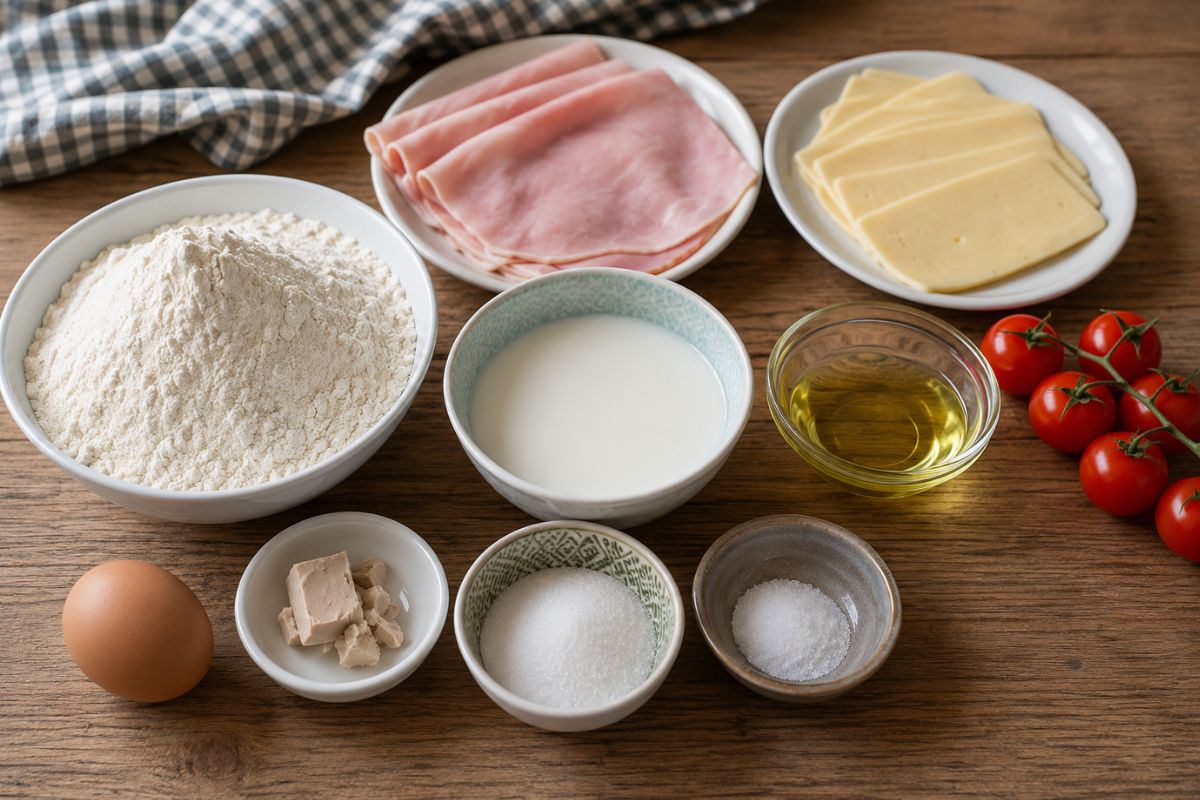 Focaccia ai pomodorini ripiena con prosciutto e formaggio con il Bimby, ingredienti
