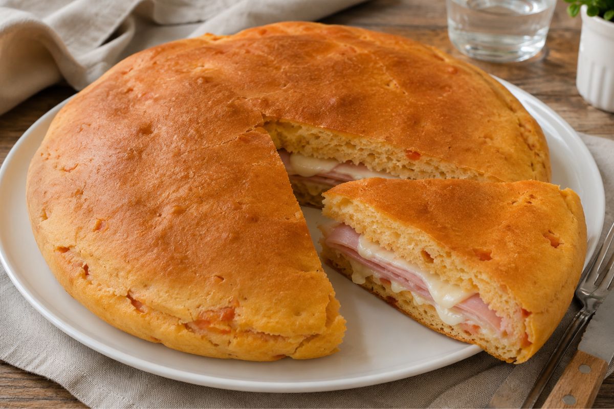 Focaccia ai pomodorini ripiena con prosciutto e formaggio con il Bimby