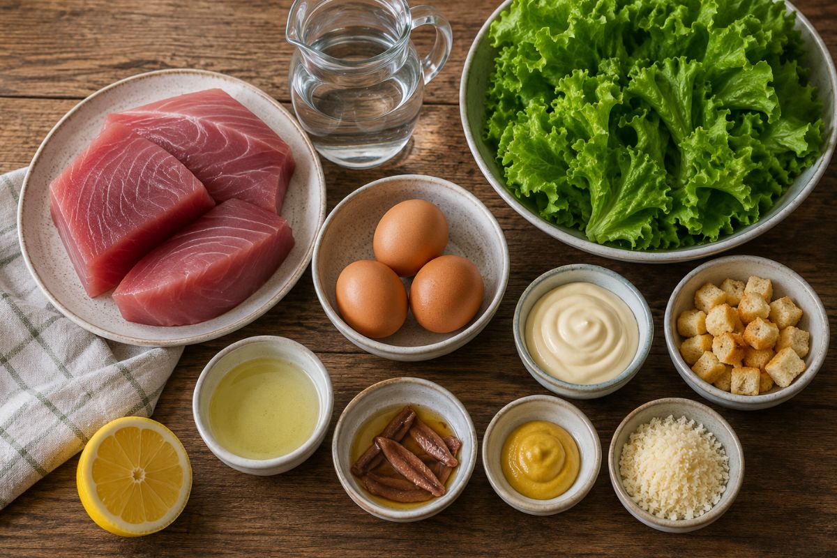 Insalata di tonno fresco al Varoma con uova lattuga e salsa saporita ingredienti Insalata di tonno fresco al Varoma con uova, lattuga e salsa saporita, ingredienti