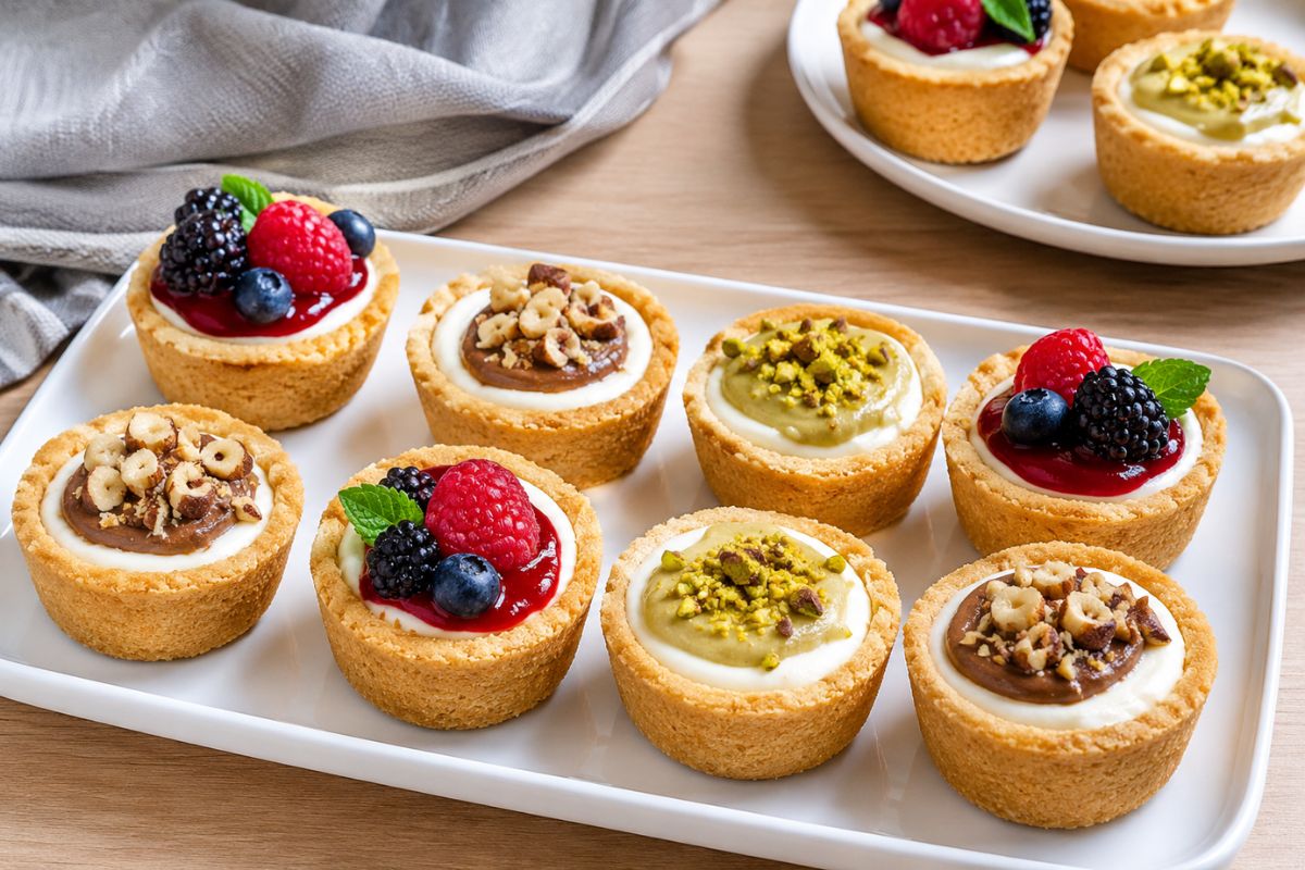 Mini cheesecake senza cottura con crema allo yogurt e topping misti