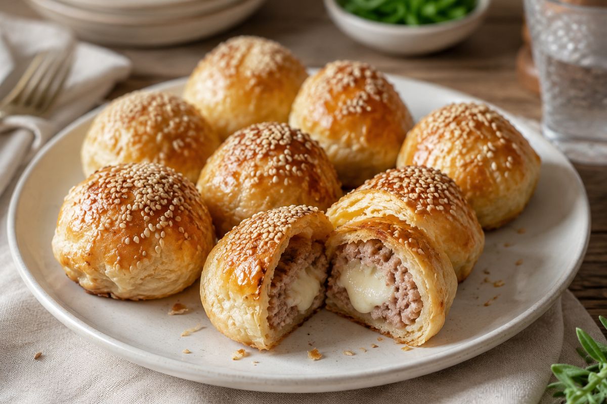 Palline di sfoglia con polpettine ripiene in friggitrice ad aria