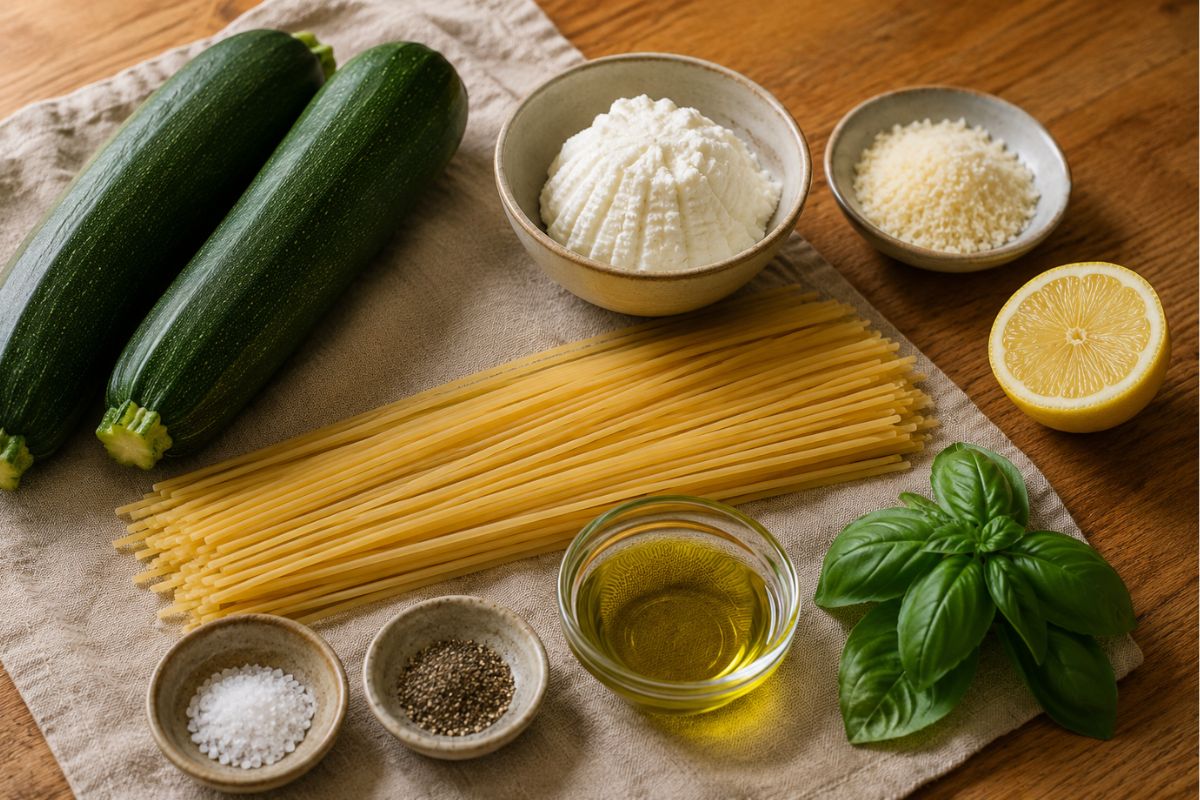 Pasta cremosa con zucchine ricotta e limone ingredienti Pasta cremosa con zucchine, ricotta e limone, ingredienti