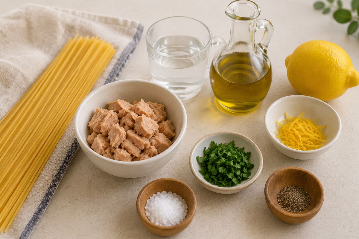 Spaghetti cremosi al tonno e limone ingredienti Spaghetti cremosi al tonno e limone, ingredienti