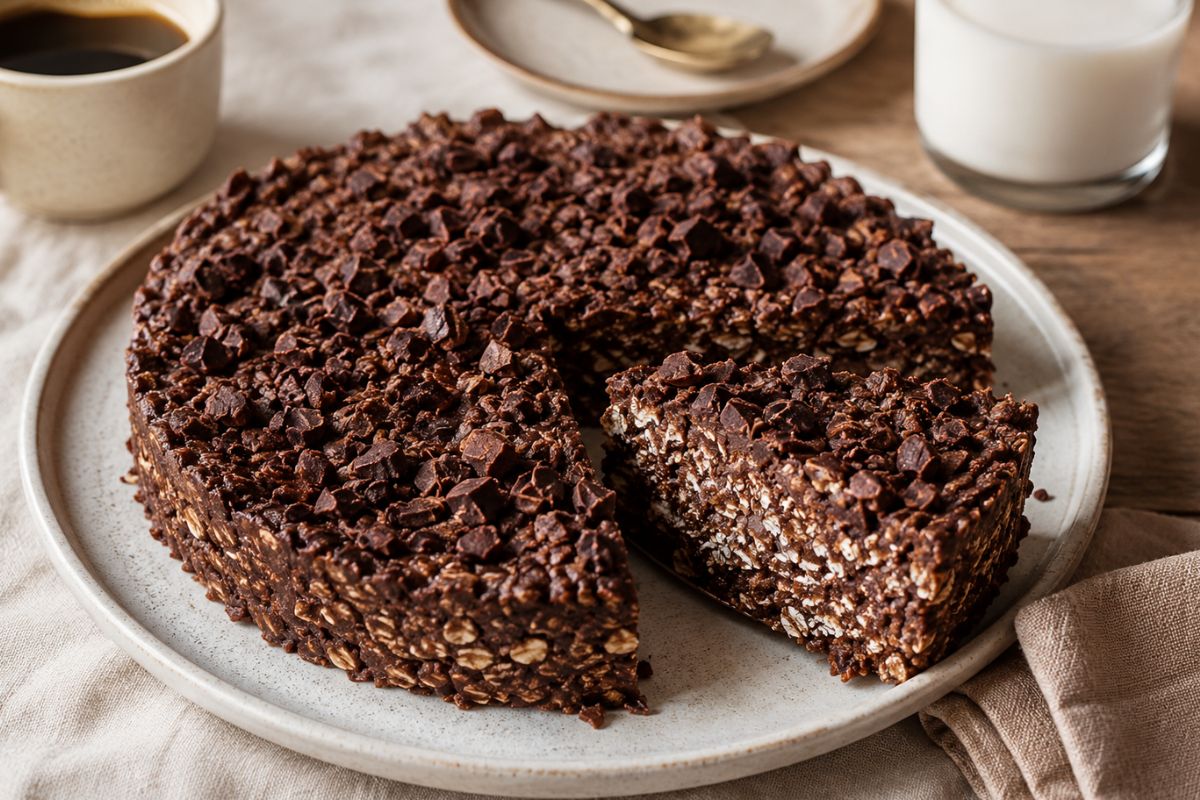 Torta fredda avena e cioccolato senza cottura