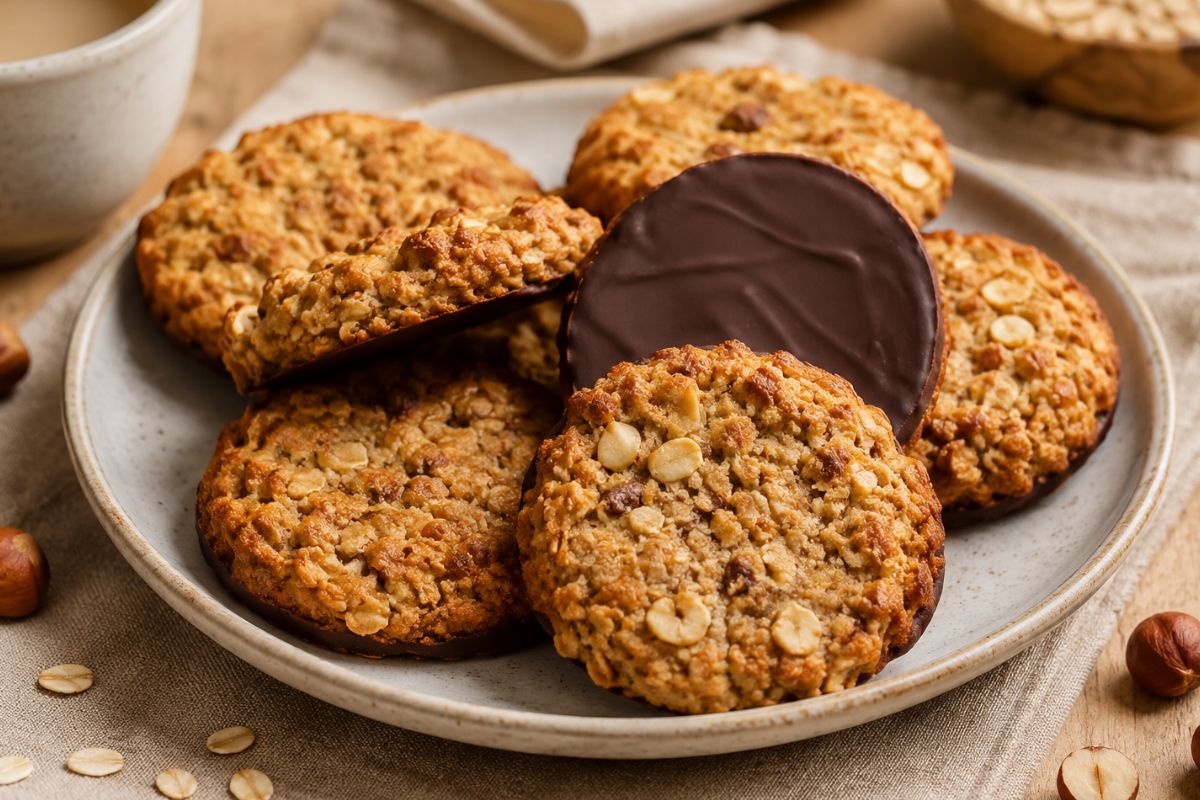biscotti avena e nocciole con base al cioccolato fondente