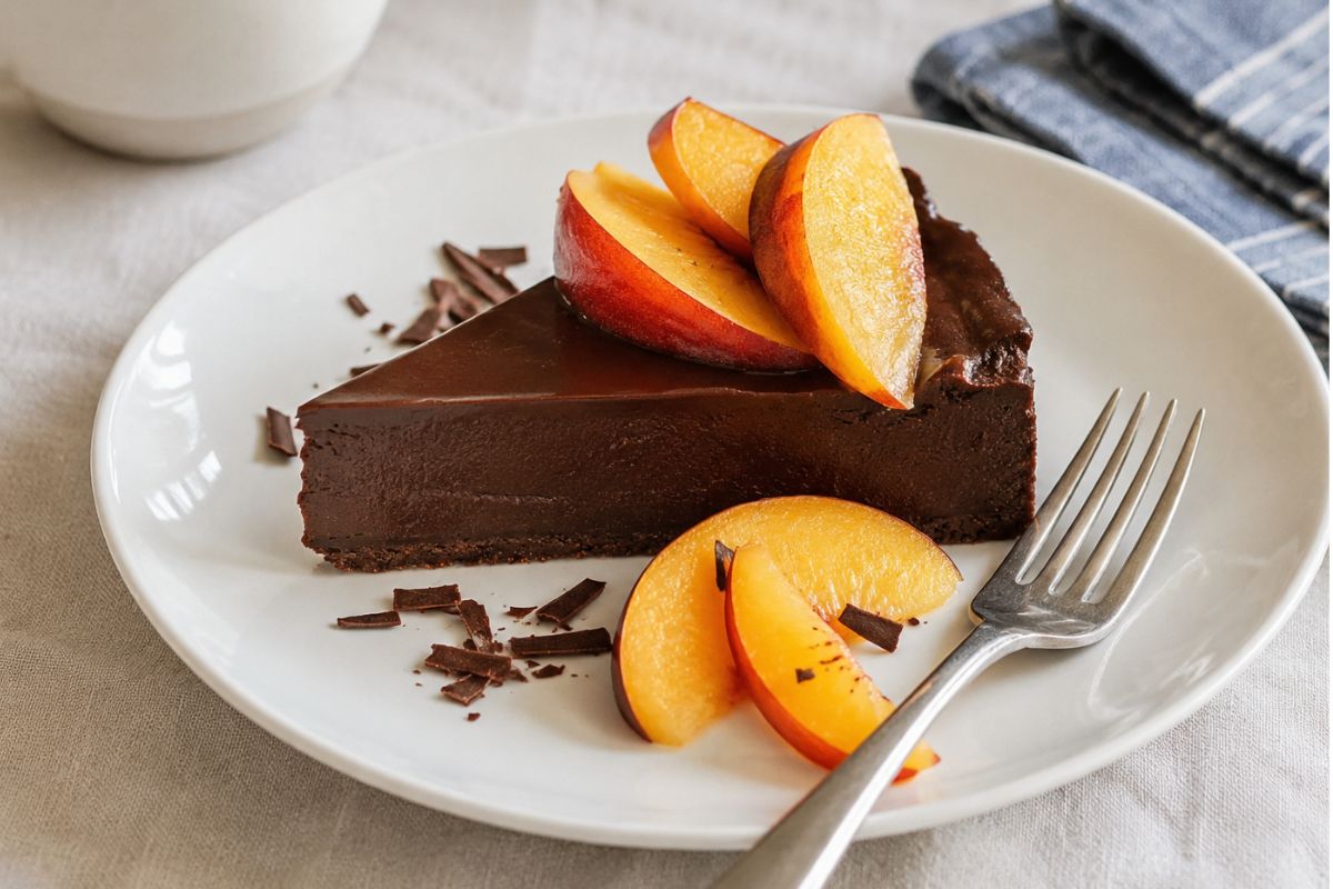Torta fredda pesche e cioccolato