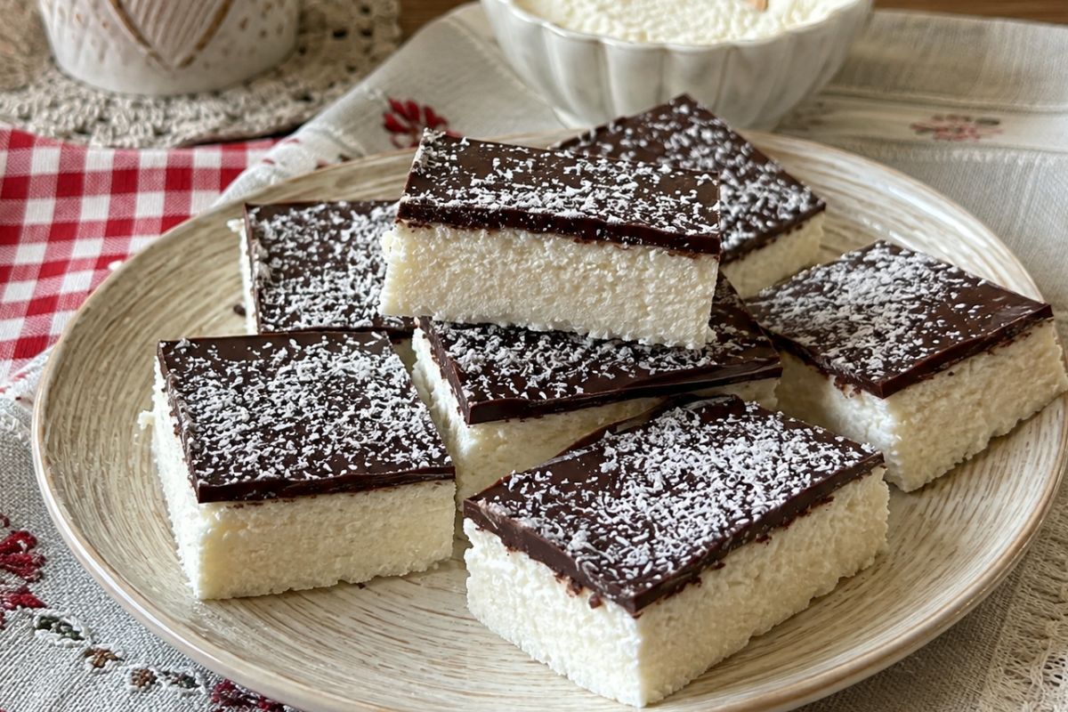Barrette ricotta e cocco con cioccolato fondente