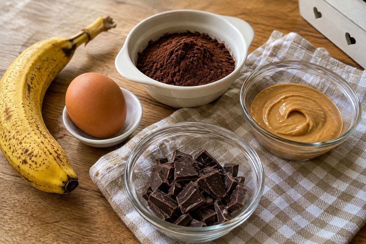 Brownie con banana cacao e burro darachidi in friggitrice ad aria Brownie con banana, cacao e burro d’arachidi in friggitrice ad aria