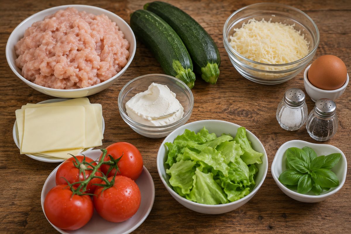 Burger di pollo e zucchine con farcitura fresca ingredienti Burger di pollo e zucchine con farcitura fresca, ingredienti