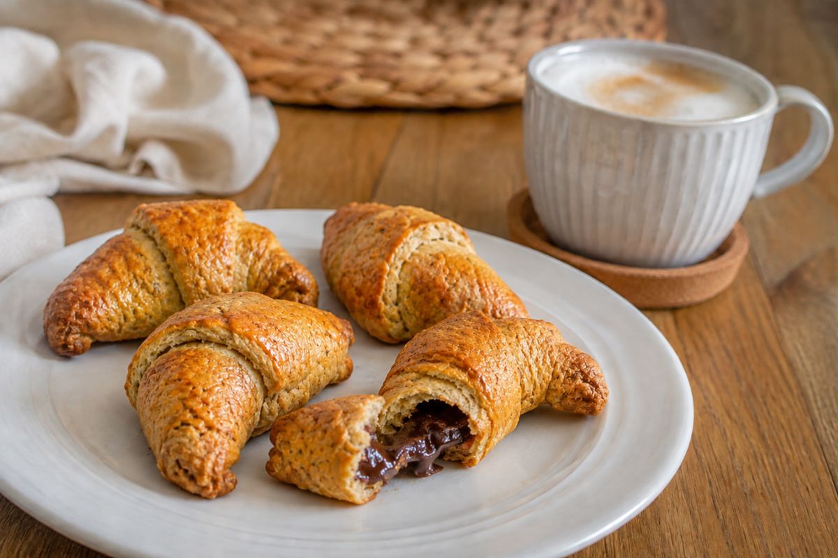 Cornetti di avena e yogurt greco con cuore di cioccolato in friggitrice ad aria