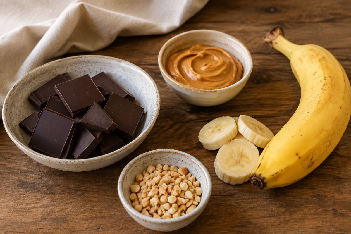Dischetti freddi banana cioccolato e burro darachidi ingredienti Dischetti freddi banana, cioccolato e burro d’arachidi, ingredienti