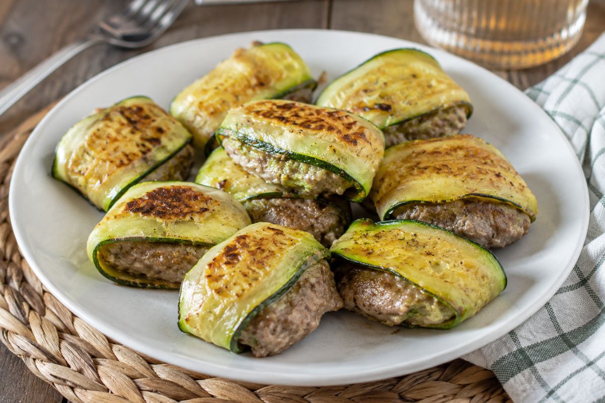Fagottini di zucchine con macinato in padella