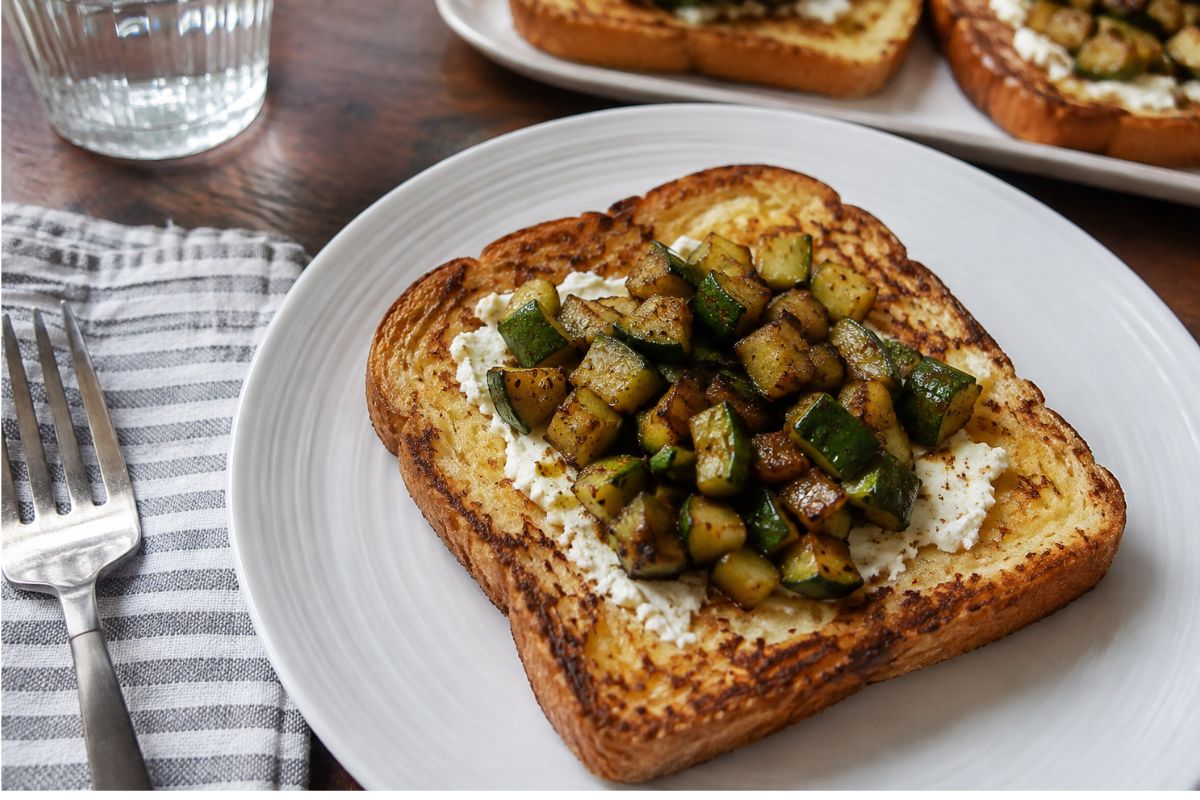 French toast salati con zucchine e crema di formaggio