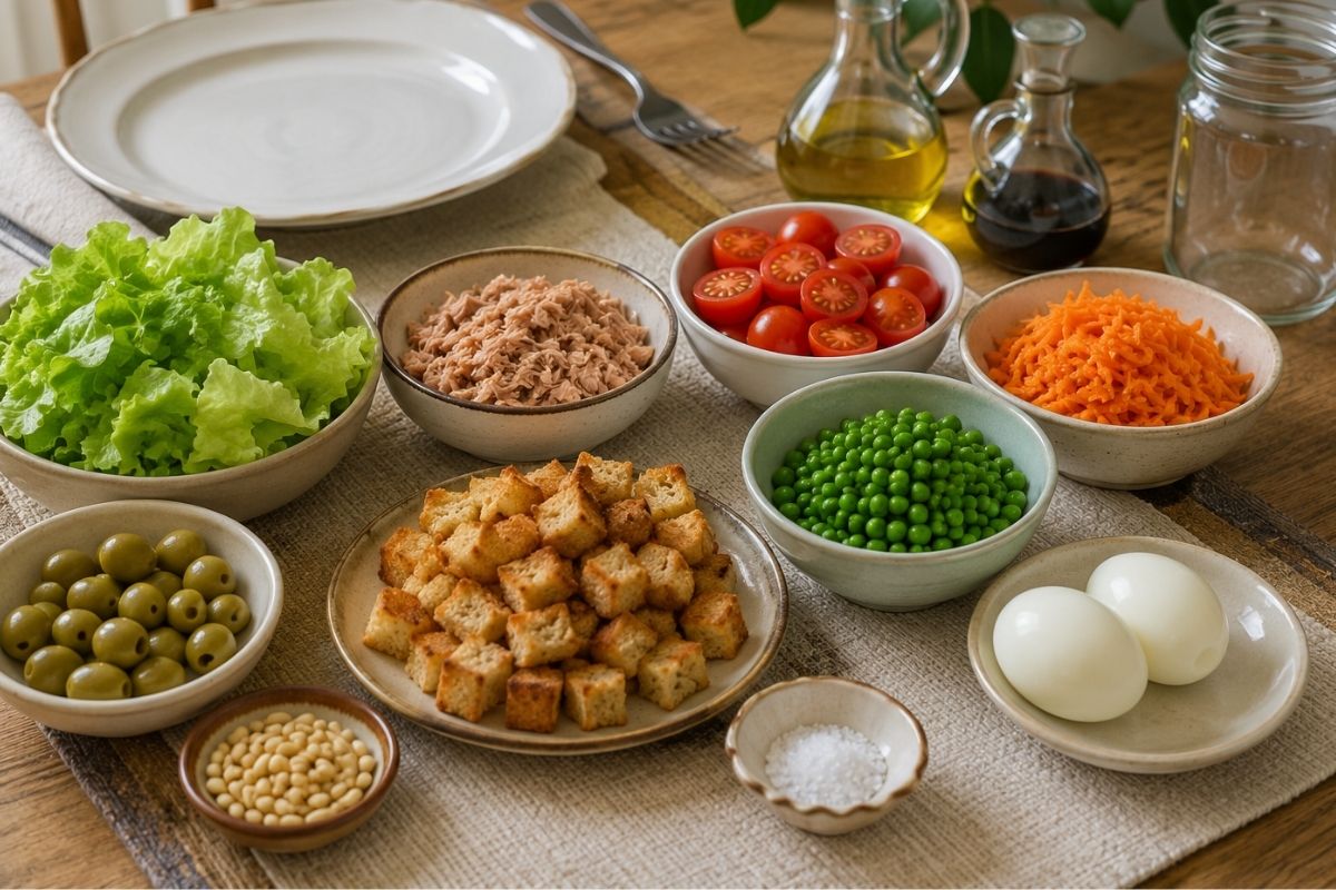 Insalata in barattolo con tonno uova e verdure ingredienti Insalata in barattolo con tonno, uova e verdure, ingredienti