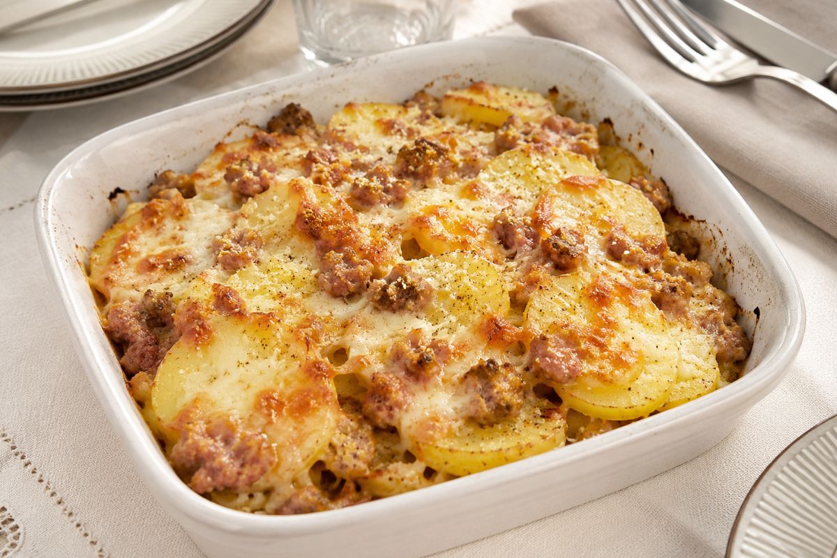 Patate con salsiccia e scamorza in friggitrice ad aria